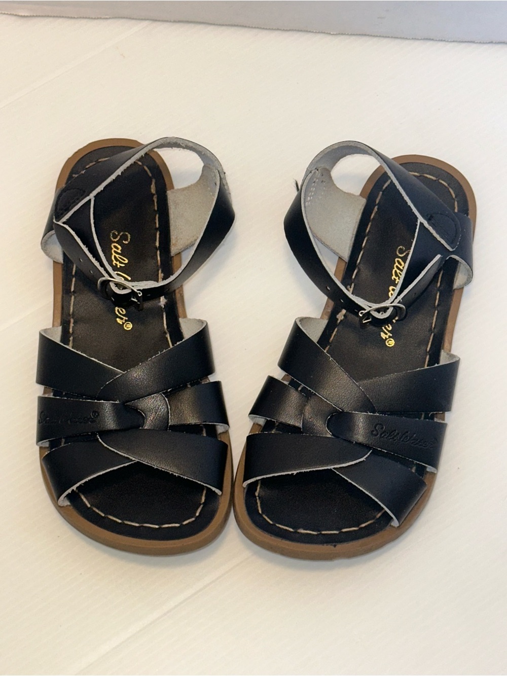 Kids Black Strappy Buckle Sandals